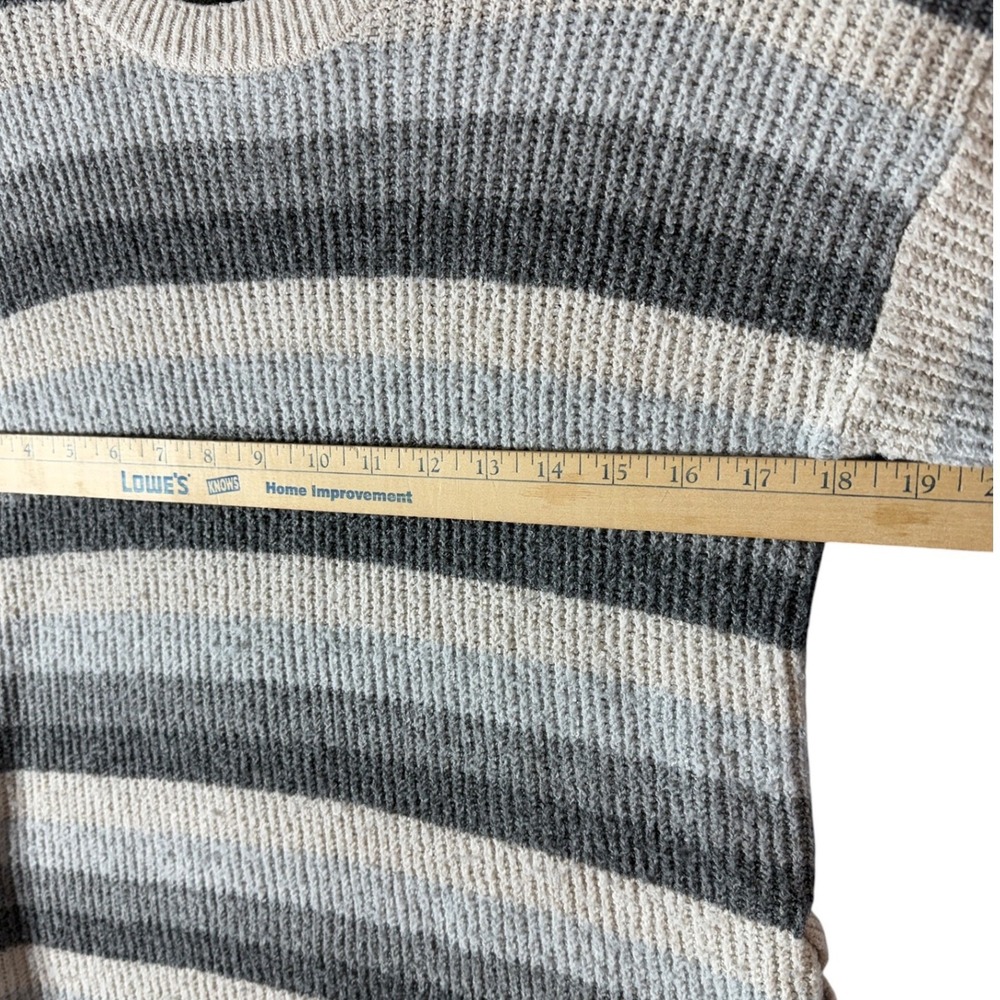 Pink Republic XS Striped Lace Up Side Sweater Oversized Chunky Knit Gray Cream - Picture 5 of 9